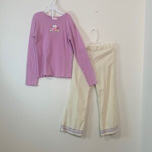 Charming Lilac and Cream Kids Pant Set